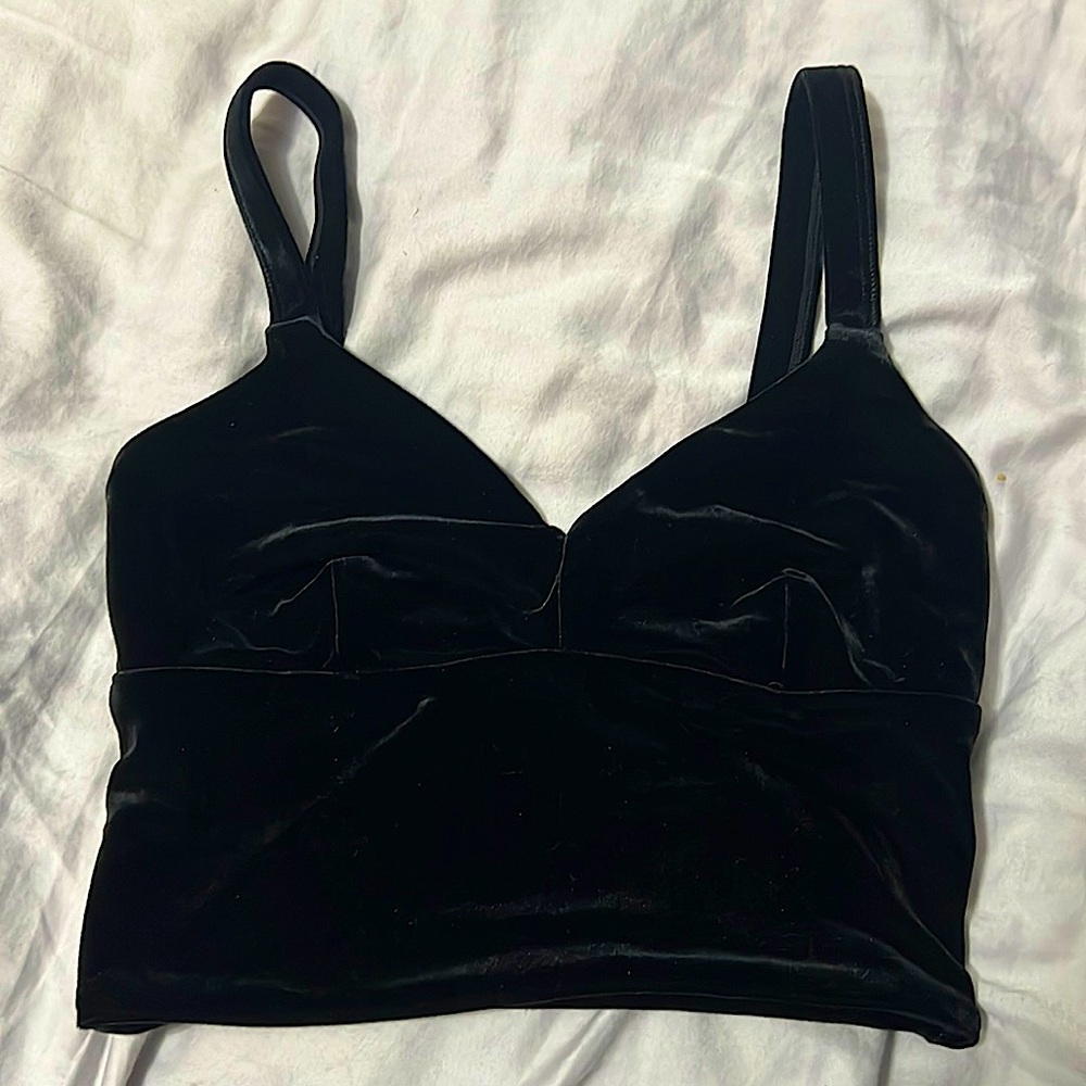 Commando Black Velvet Longline Bra (S/M)
